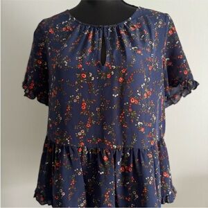 Madewell Women’s Floral Navy Pink Top M